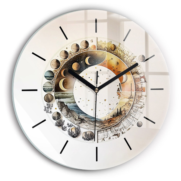 Round glass wall clock Astronomy clock