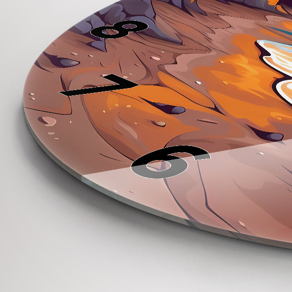 Round glass wall clock Fairytale ocean and sun