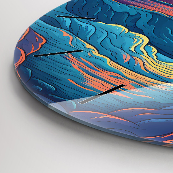 Round glass wall clock Fairytale waves and ocean