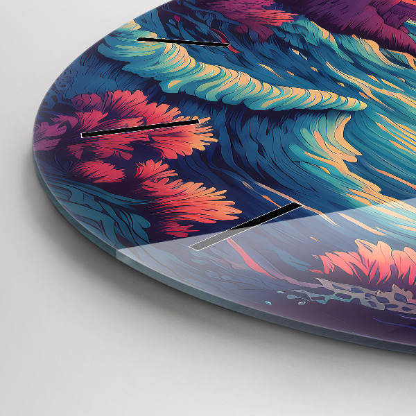 Round glass wall clock Fairytale ocean and sky