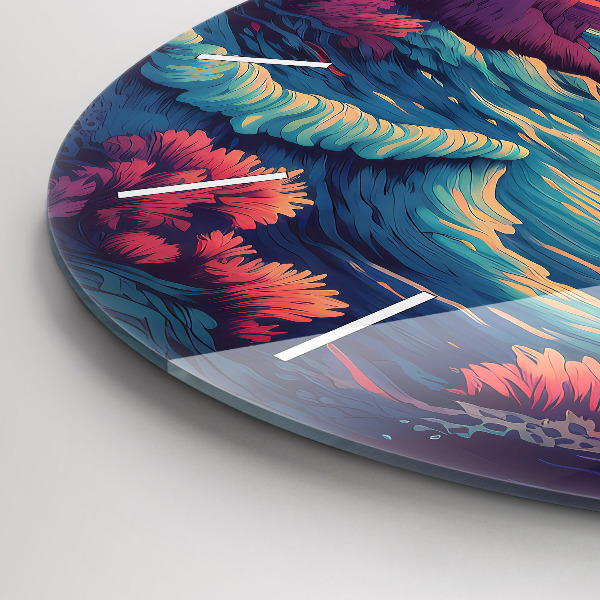 Round glass wall clock Fairytale ocean and sky