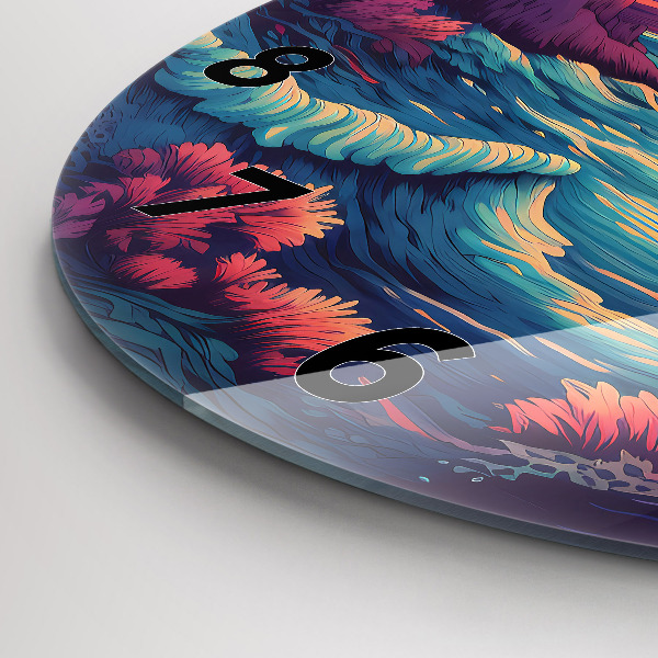 Round glass wall clock Fairytale ocean and sky