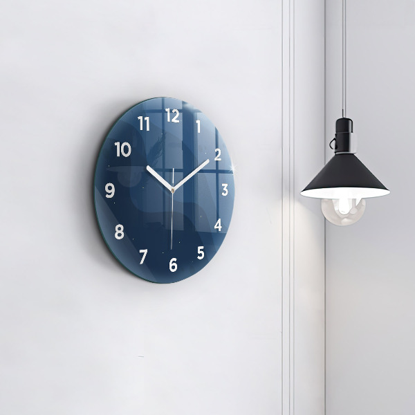 Round glass wall clock Blue waves