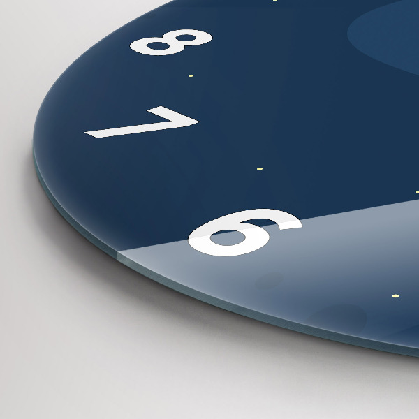 Round glass wall clock Blue waves