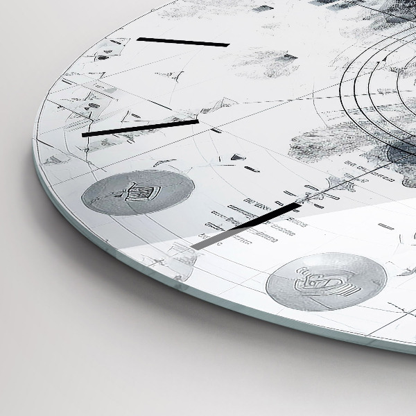 Round glass wall clock Cartoon mountains