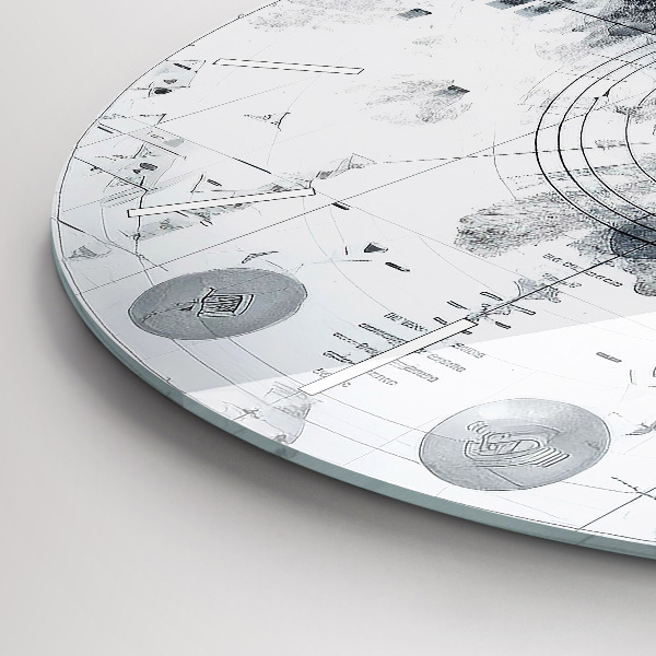 Round glass wall clock Cartoon mountains