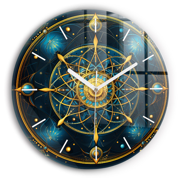 Round glass wall clock Horoscope clock