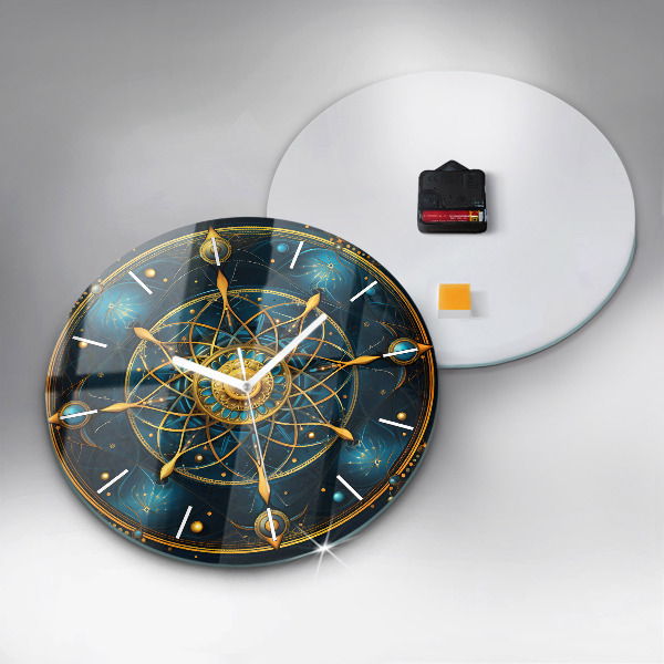 Round glass wall clock Horoscope clock