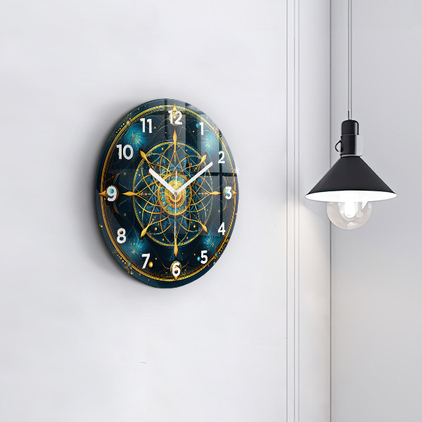 Round glass wall clock Horoscope clock