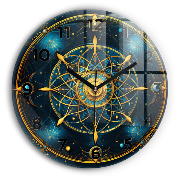 Round glass wall clock Horoscope clock