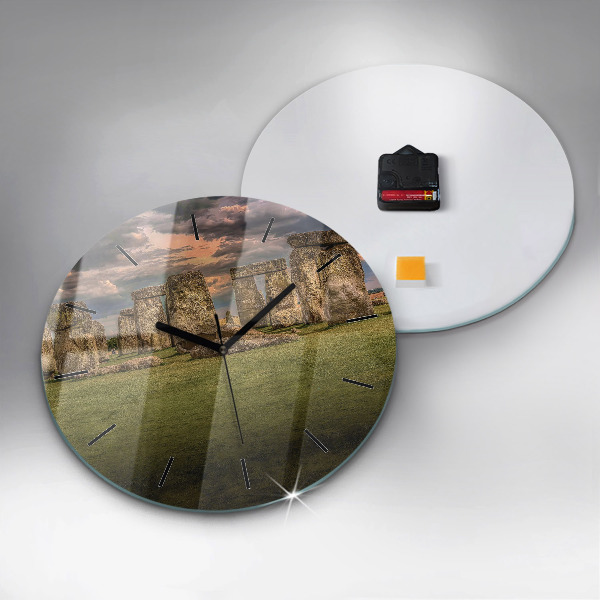 Round glass wall clock Stonehenge Nimbostratus