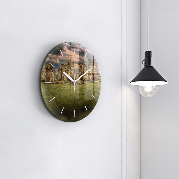Round glass wall clock Stonehenge Nimbostratus