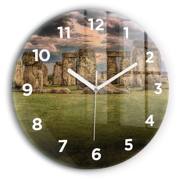 Round glass wall clock Stonehenge Nimbostratus