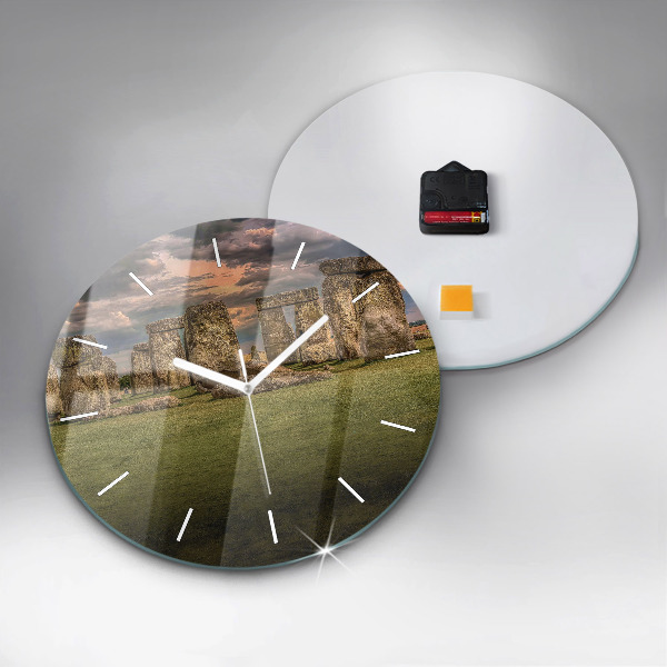 Round glass wall clock Stonehenge Nimbostratus