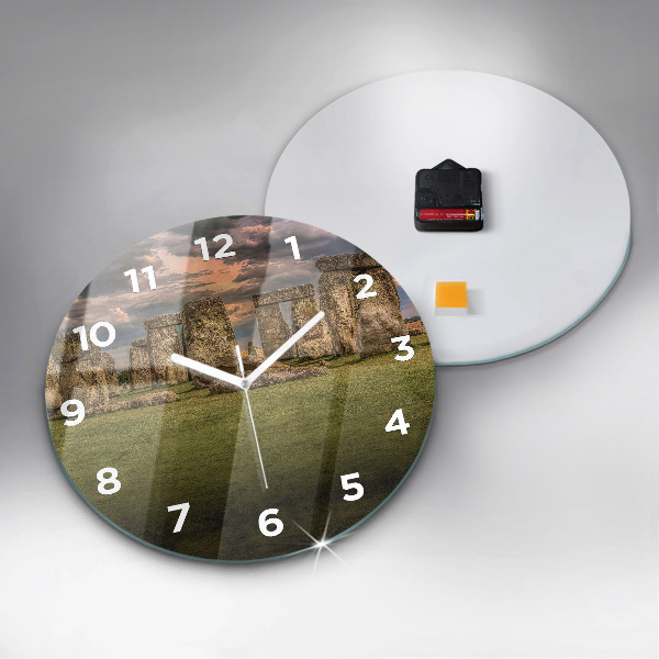 Round glass wall clock Stonehenge Nimbostratus