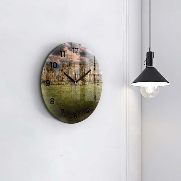Round glass wall clock Stonehenge Nimbostratus