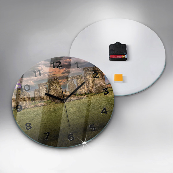 Round glass wall clock Stonehenge Nimbostratus
