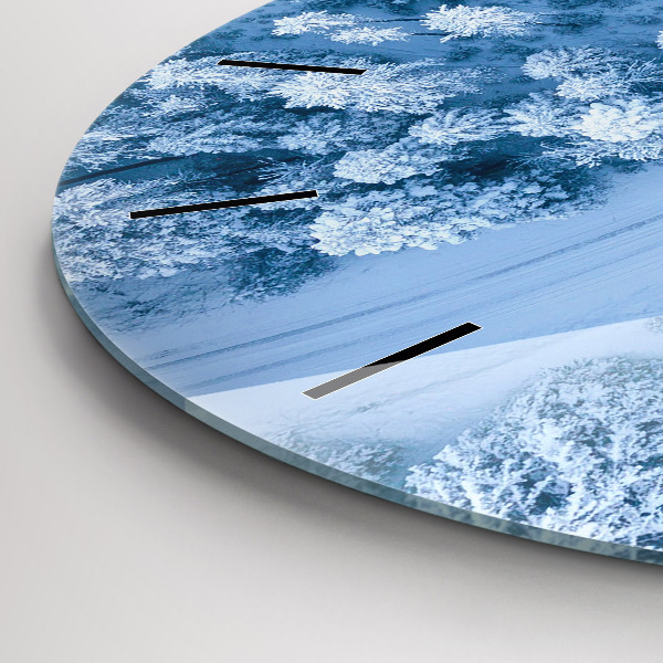 Round glass wall clock Forest from a drone