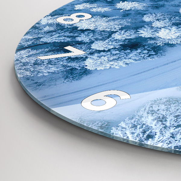 Round glass wall clock Forest from a drone