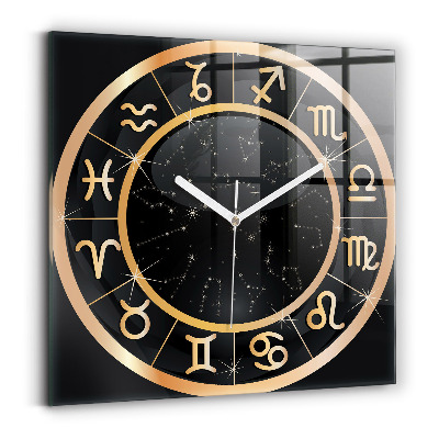 Square kitchen clock Black zodiac signs