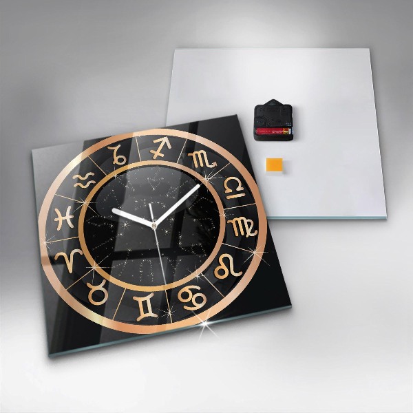Square kitchen clock Black zodiac signs