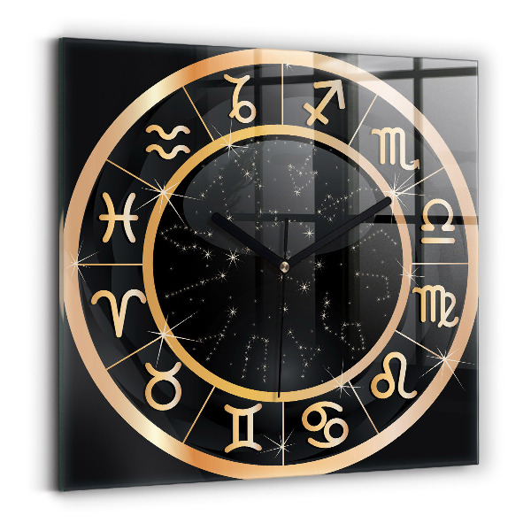 Square kitchen clock Black zodiac signs