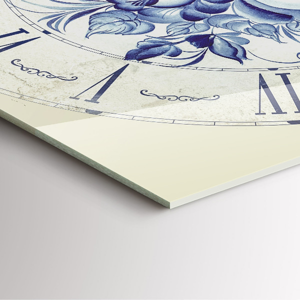 Square kitchen clock Blue flowers