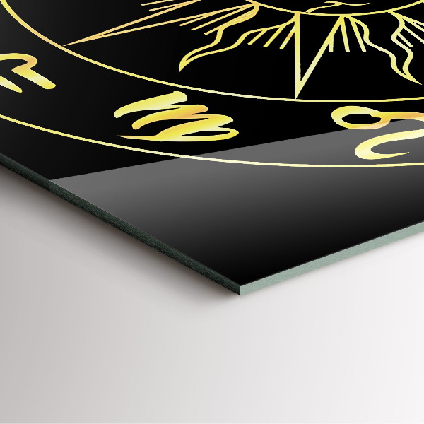 Square kitchen clock Golden zodiac signs with sun