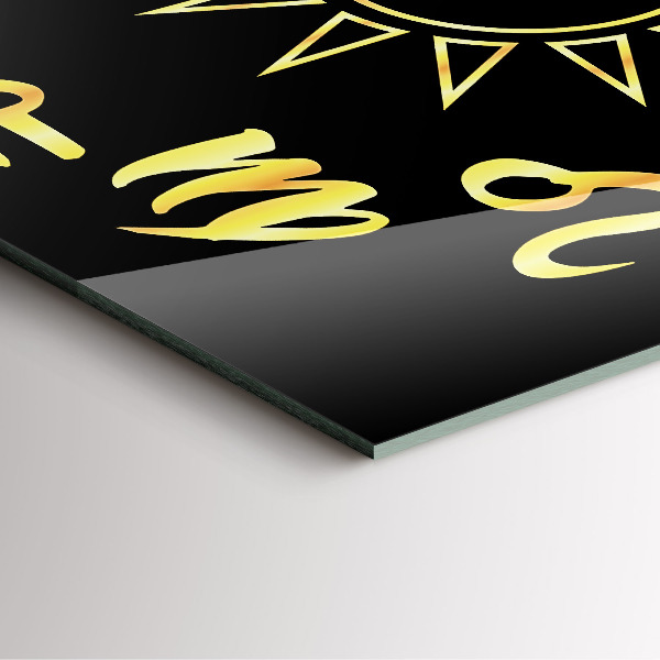 Square kitchen clock Golden astrological signs on black background