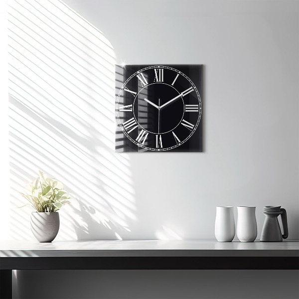 Square kitchen clock Black Roman numerals