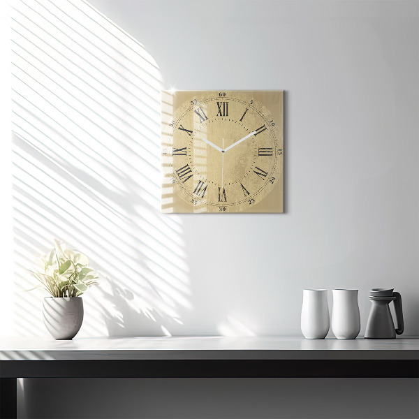 Square kitchen clock Brown Roman numerals
