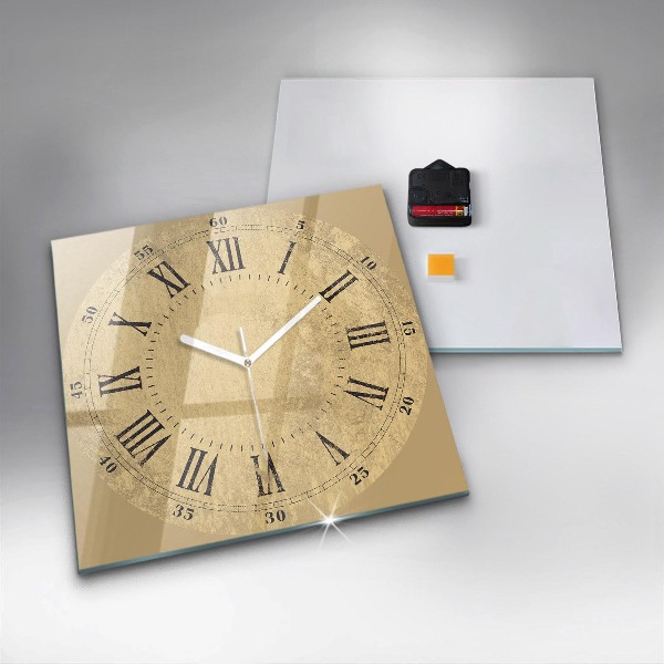 Square kitchen clock Brown Roman numerals