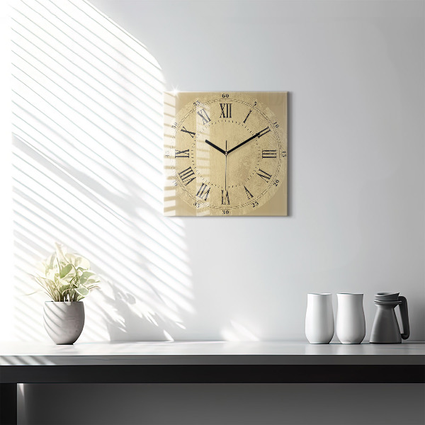 Square kitchen clock Brown Roman numerals
