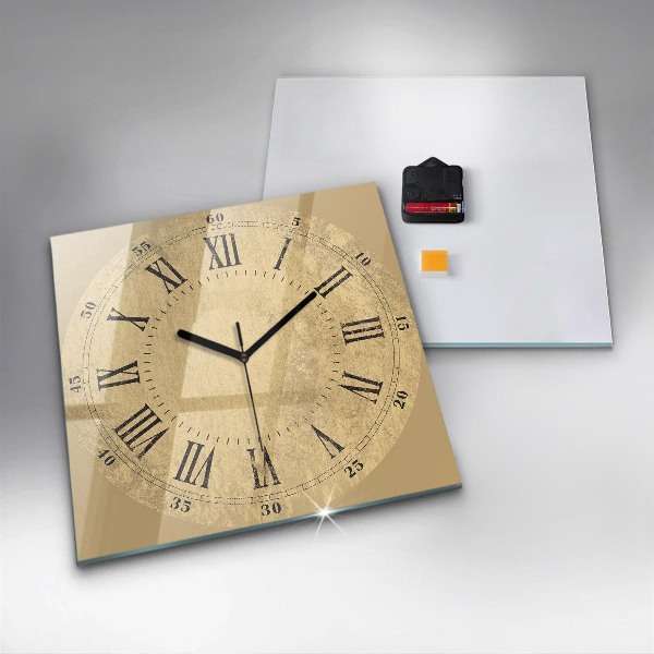 Square kitchen clock Brown Roman numerals