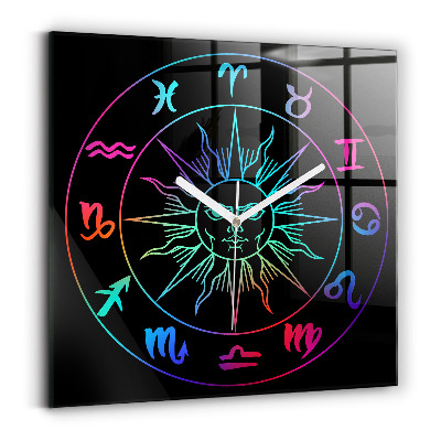 Square kitchen clock Rainbow zodiac signs