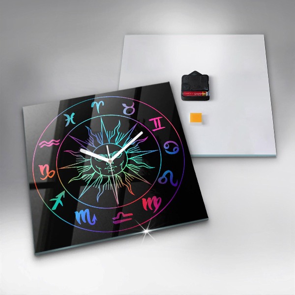 Square kitchen clock Rainbow zodiac signs
