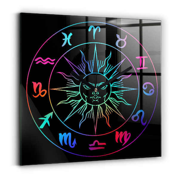 Square kitchen clock Rainbow zodiac signs