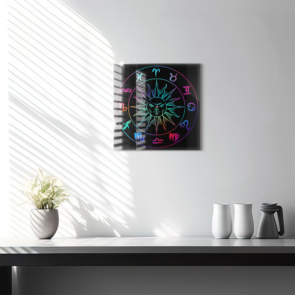 Square kitchen clock Rainbow zodiac signs