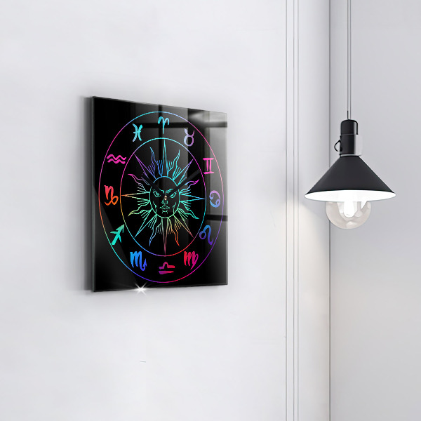 Square kitchen clock Rainbow zodiac signs
