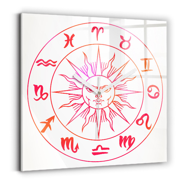 Square kitchen clock Colorful zodiac signs