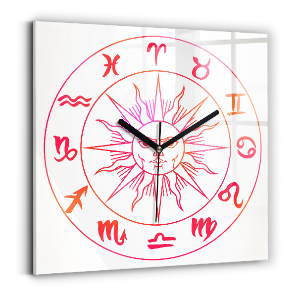 Square kitchen clock Colorful zodiac signs