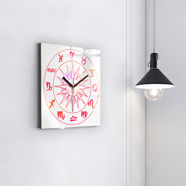 Square kitchen clock Colorful zodiac signs