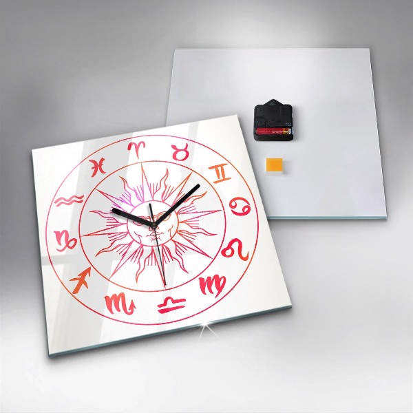 Square kitchen clock Colorful zodiac signs