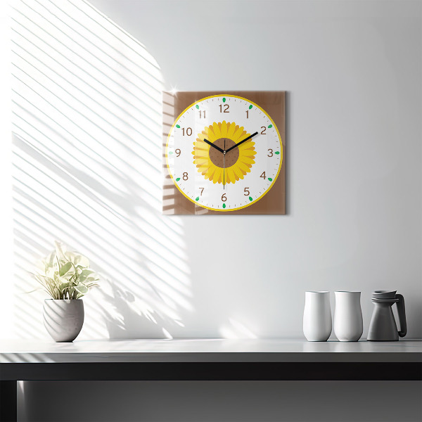 Square kitchen clock Sunflower flower
