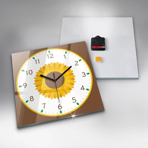 Square kitchen clock Sunflower flower