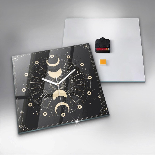 Square kitchen clock Moons and sun