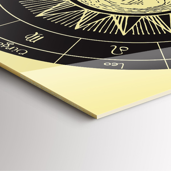 Square kitchen clock Zodiacs and sun