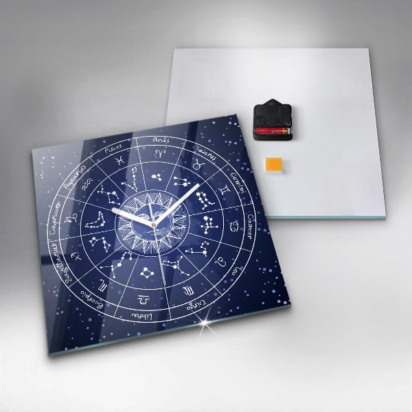 Square kitchen clock Zodiac constellations