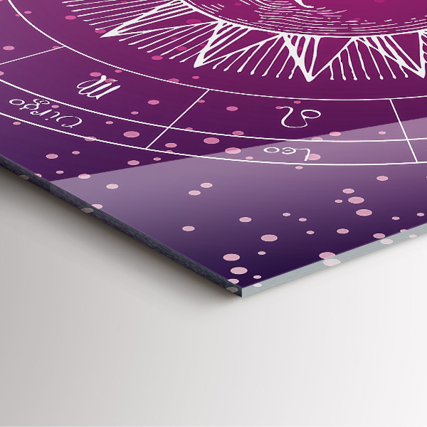 Square kitchen clock Zodiac constellations on purple background