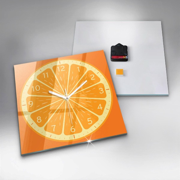 Square kitchen clock Juicy orange